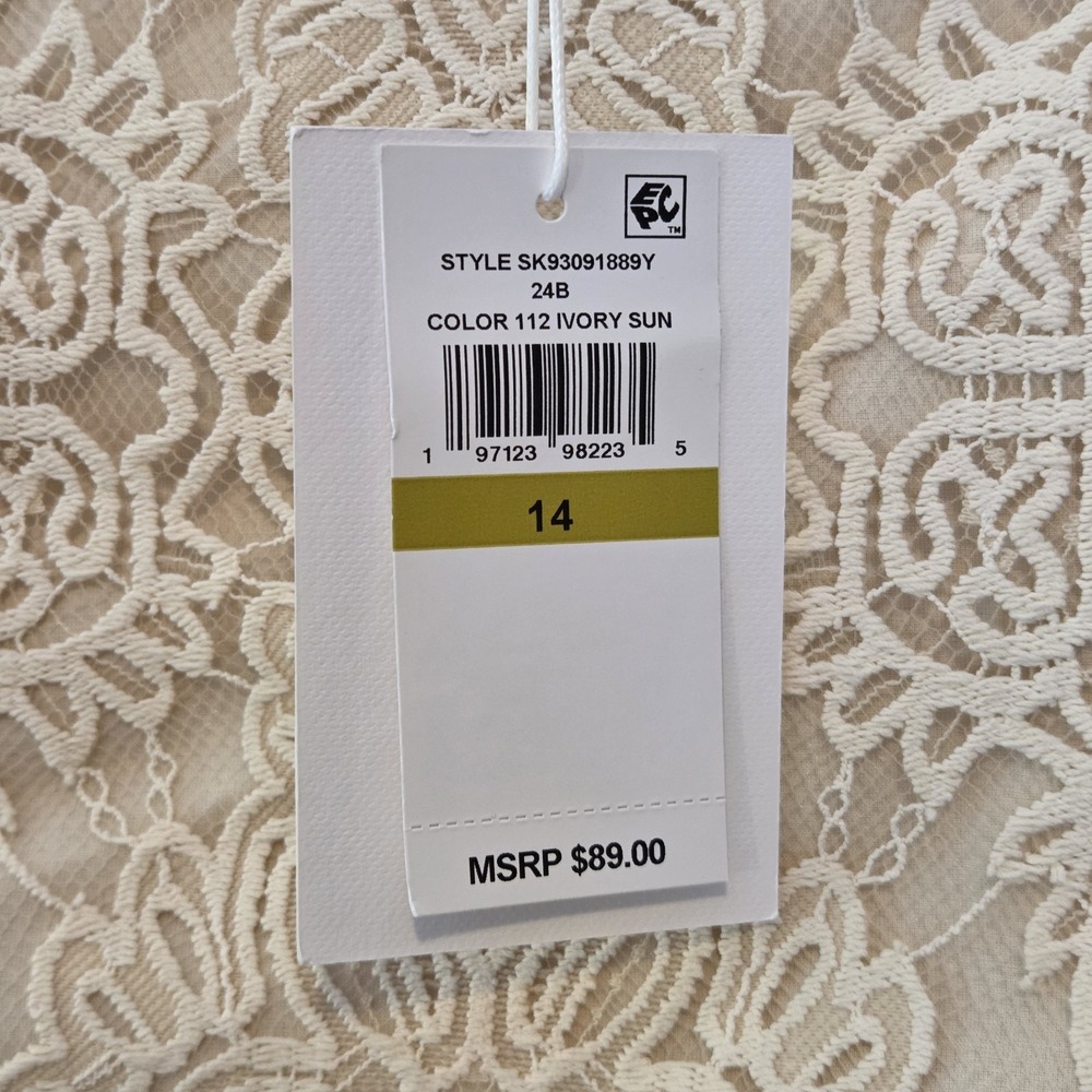 Parker Ivory Sun Lace Yoke Flowy Skirt SK93091889Y Cream Boho Size 14 NEW - Picture 6 of 16